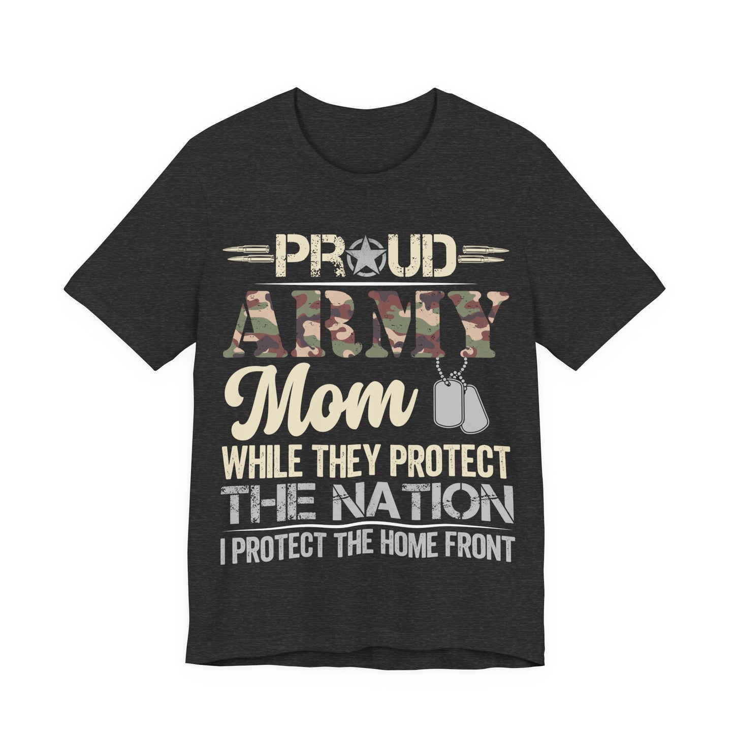 Army Mom T-Shirt – "Proud Army Mom" Military Dog Tags Camouflage Tee