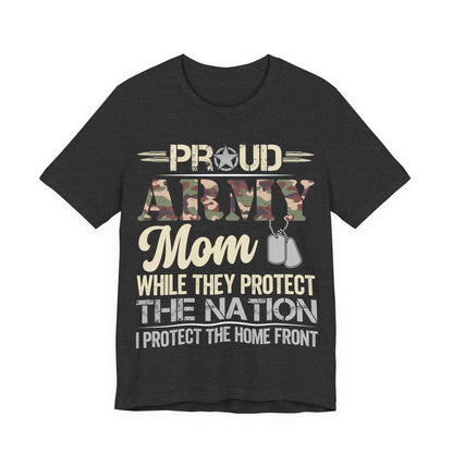 Army Mom T-Shirt – "Proud Army Mom" Military Dog Tags Camouflage Tee