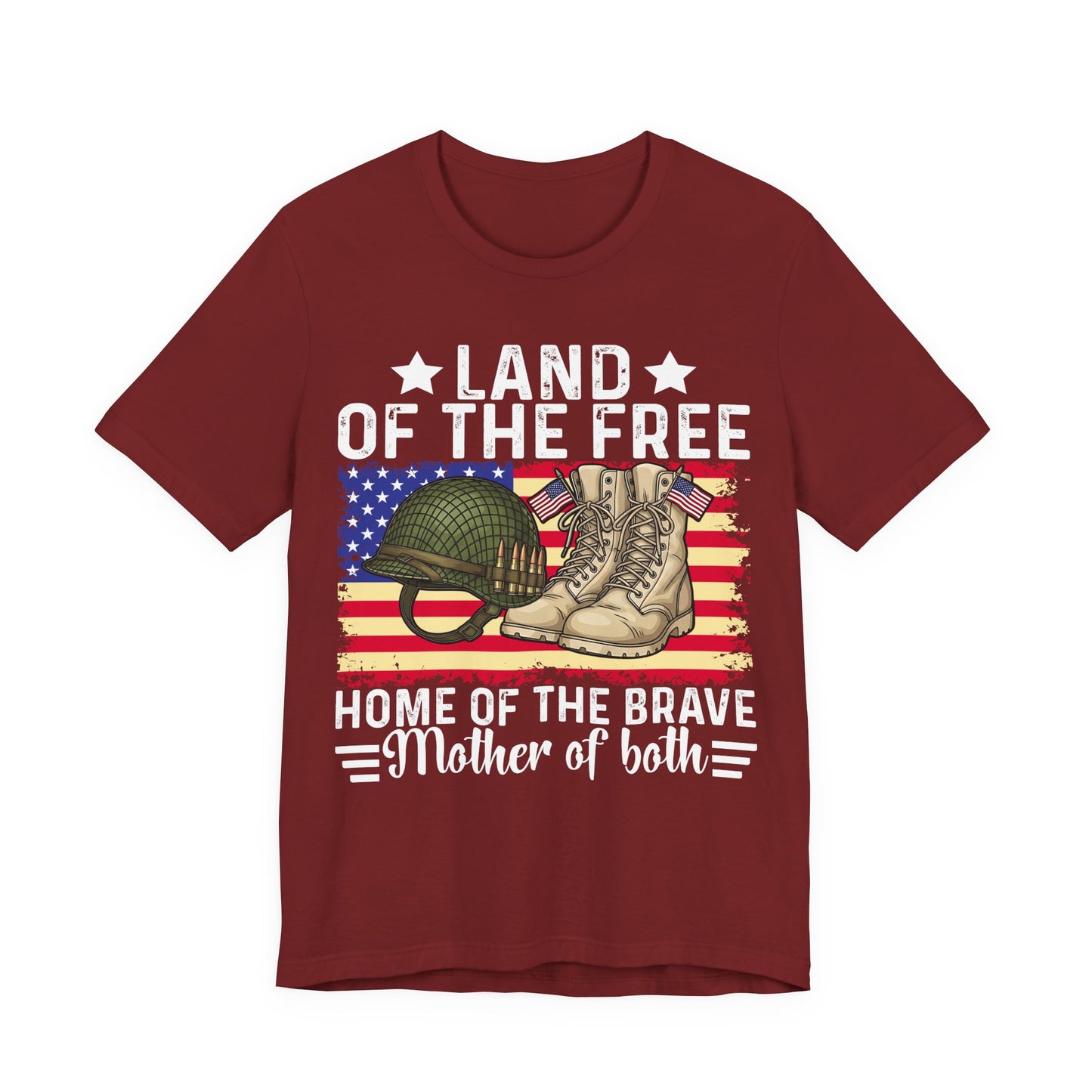 Military Mom Tee — "Land of the Free, Home of the Brave" Patriotic T-Shirt