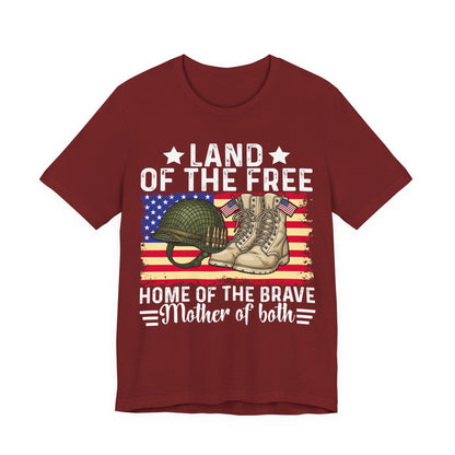Military Mom Tee — "Land of the Free, Home of the Brave" Patriotic T-Shirt