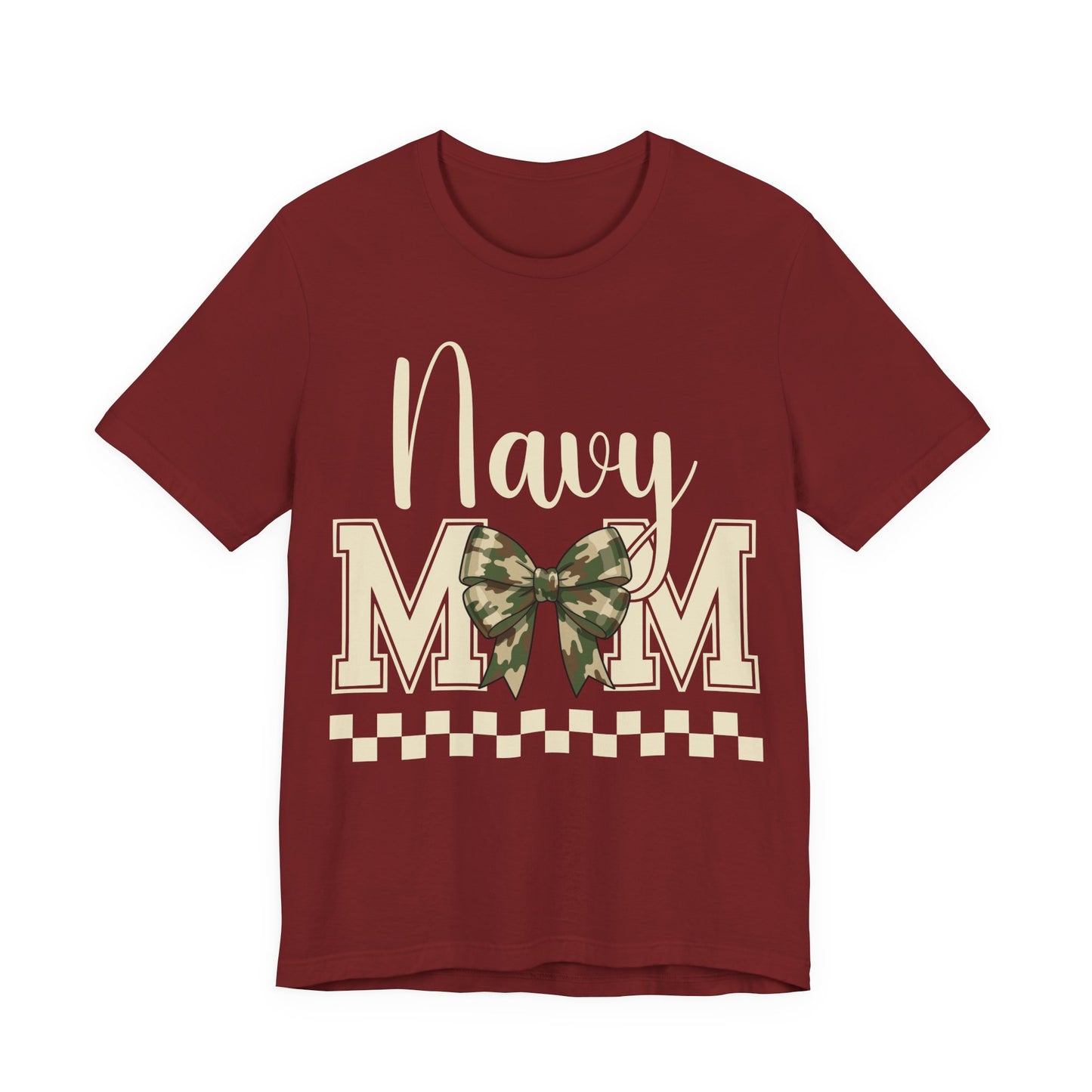 Navy Mom T‑Shirt with Camo Bow — Military Mom Gift