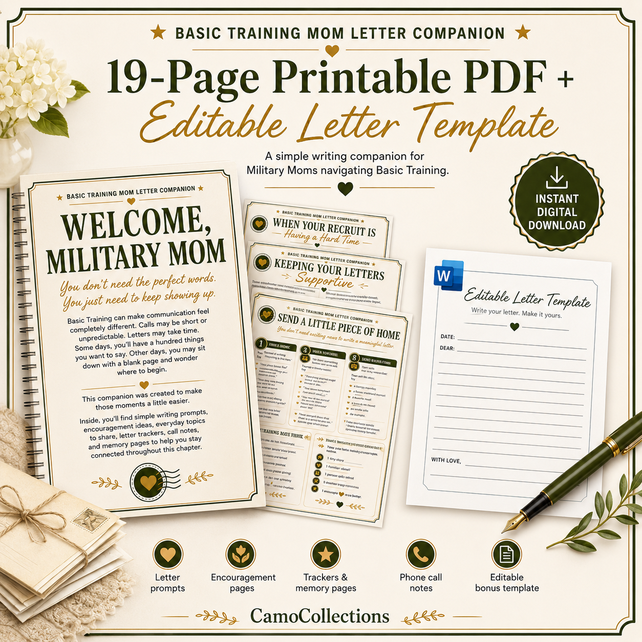 Basic Training Mom Letter Companion – Printable PDF + Editable Letter Template
