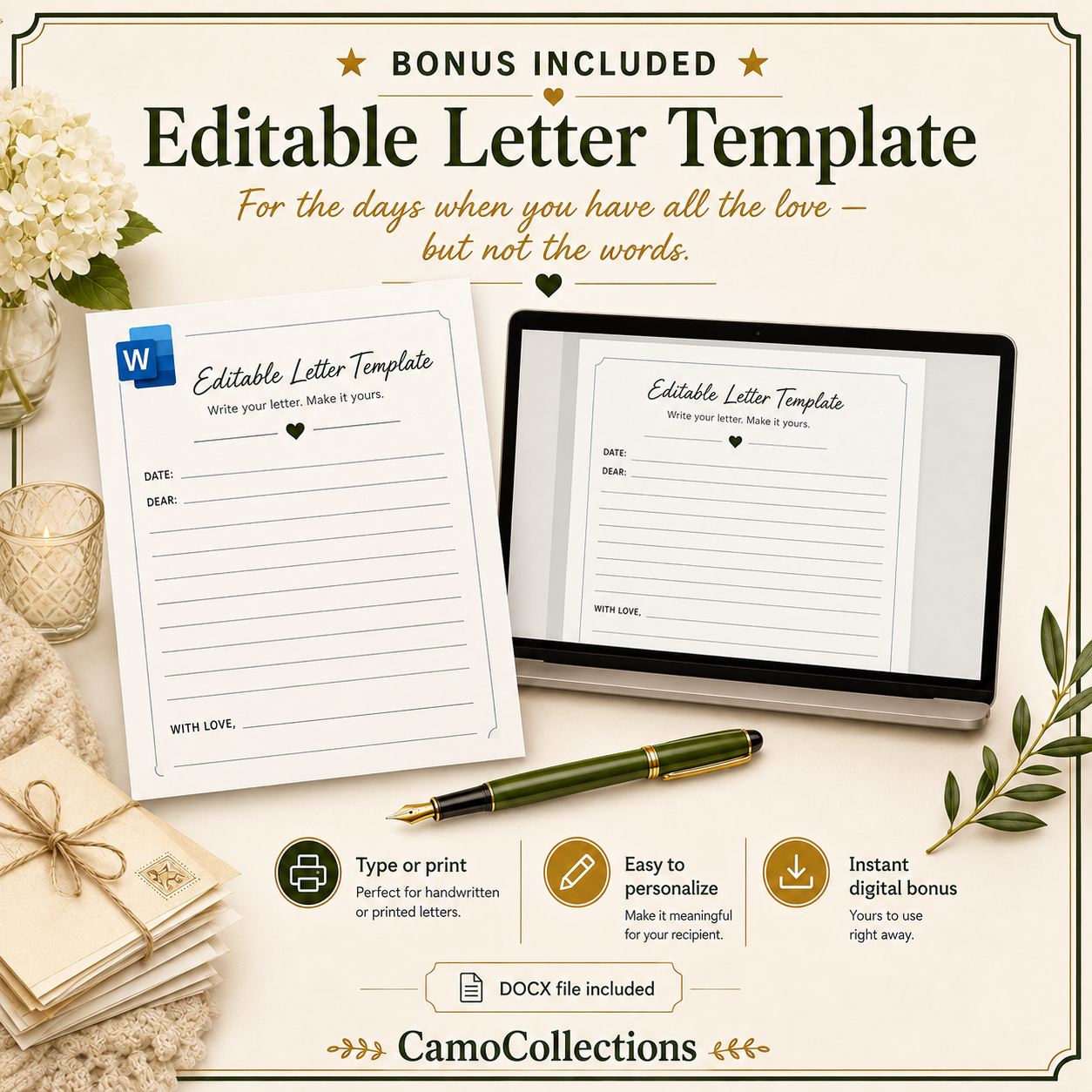Basic Training Mom Letter Companion – Printable PDF + Editable Letter Template