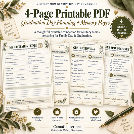 Military Mom Graduation Day Companion – 4-Page Printable Planner & Keepsake