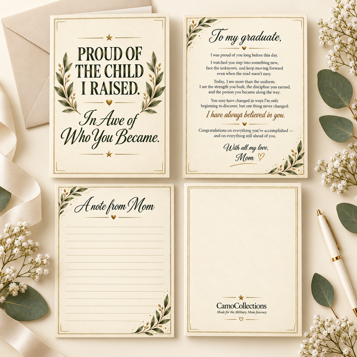 Military Mom Graduation Card – Printable 5x7 Keepsake Card