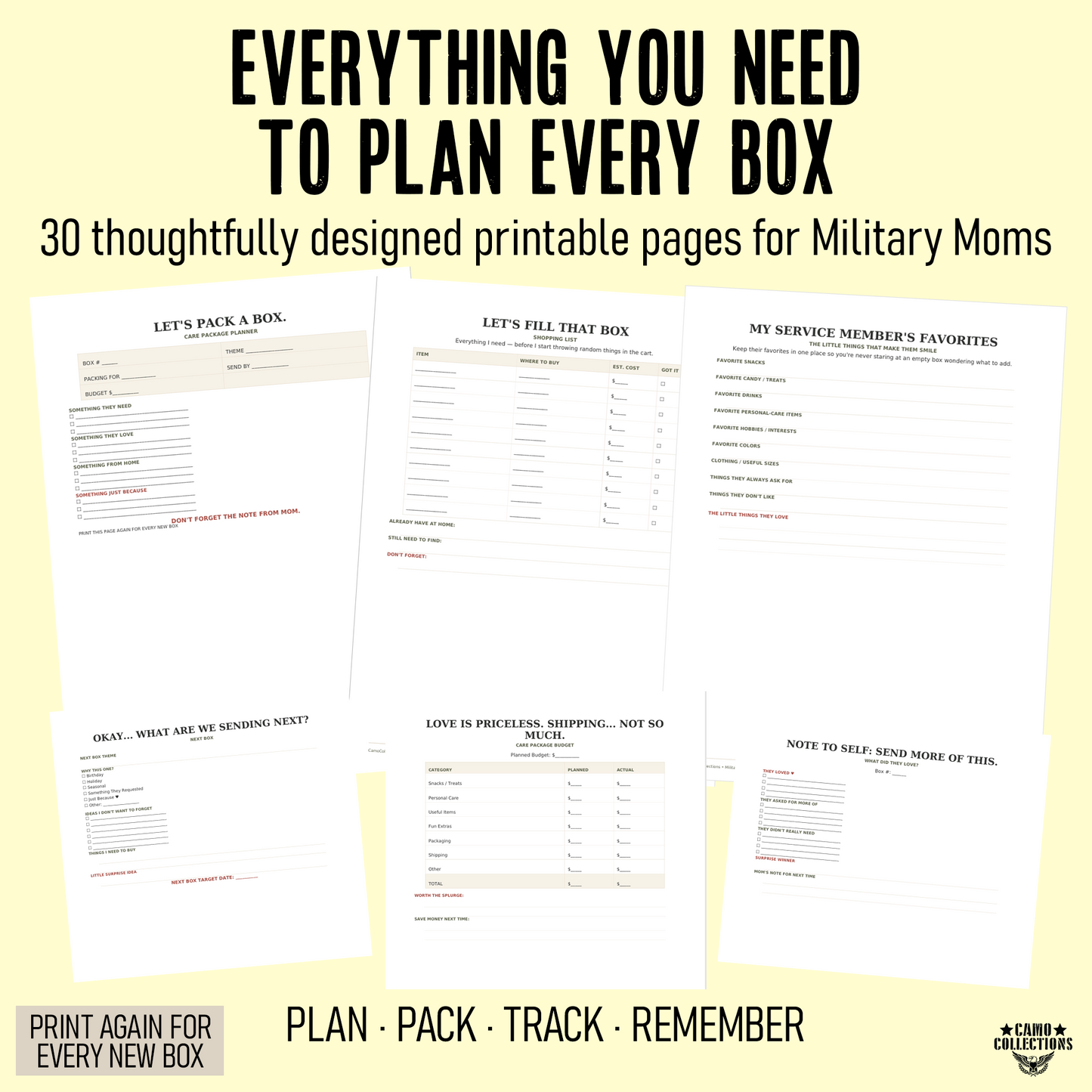 Military Mom Care Package Planner – 30-Page Printable